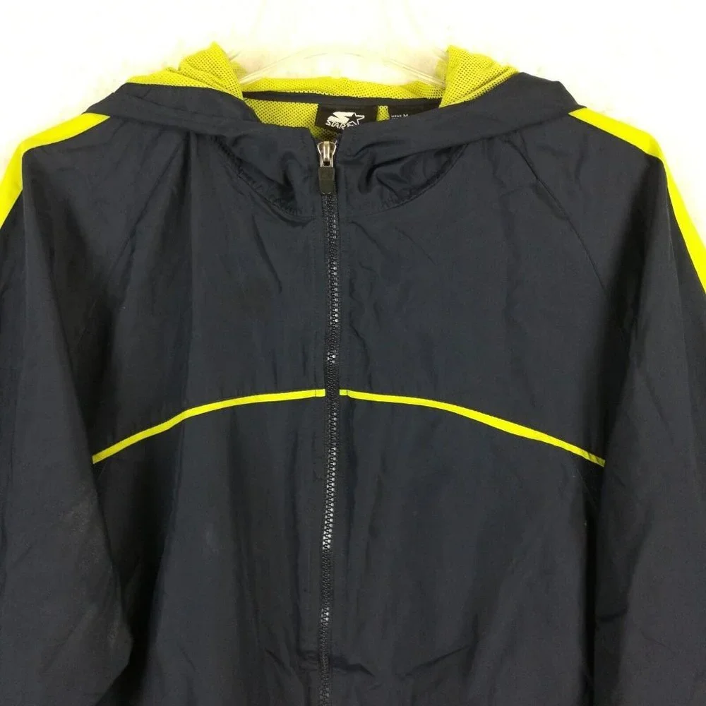 Starter Mens Jacket Windbreaker Hooded Zip‎ Blue Green Mesh Lined Lightweight M